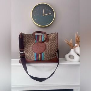 Coach Dempsey Tote 40 In Signature Jacquard With Stripe Coach Patch